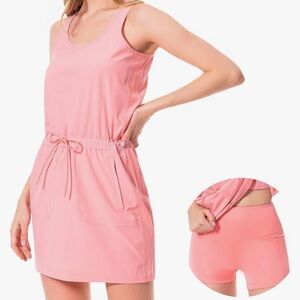 Pink Sleeveless Mini Sundress‎ Scoop Neck Athletic